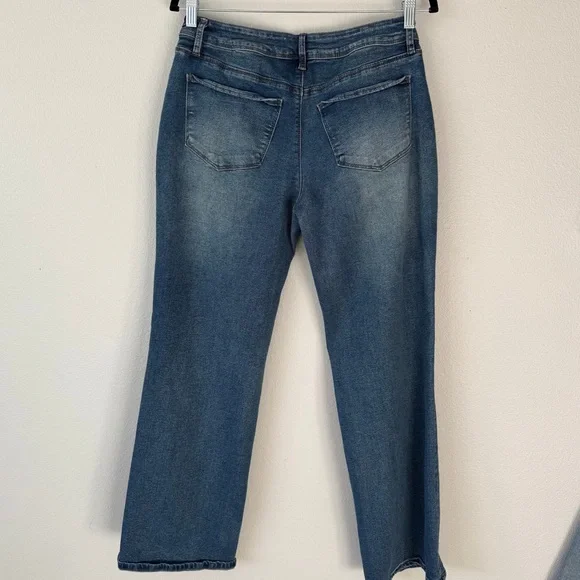 🌷Cotton Blend Wide Leg Jeans - Slight Stretch Mid Rise - Size 11 / 31.5 inseam - Picture 3 of 7